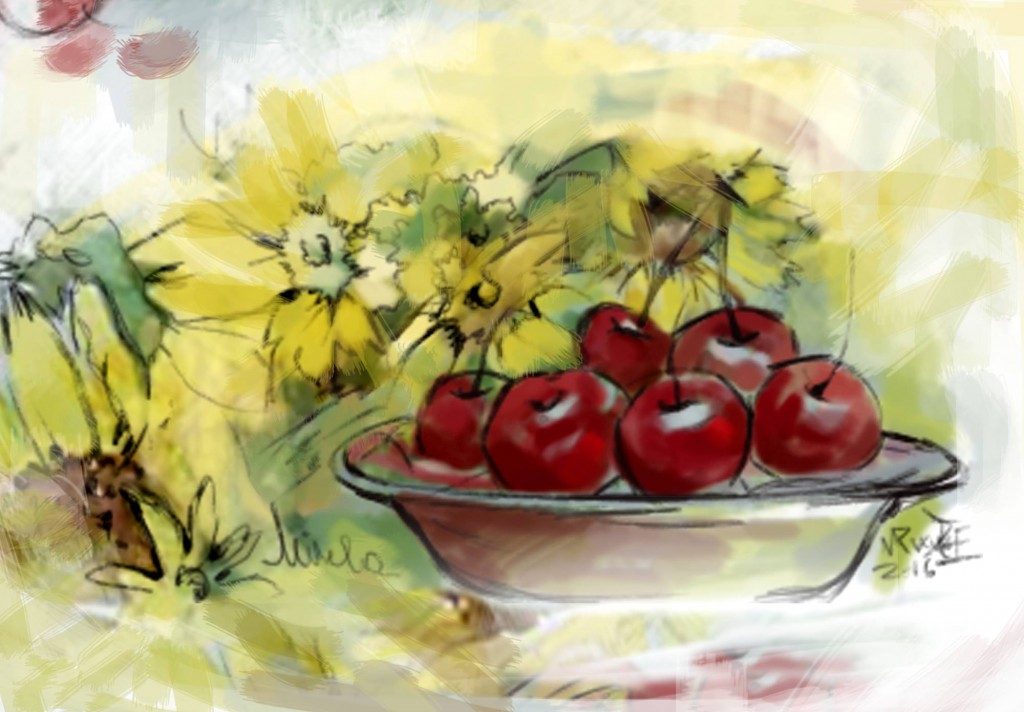 Cireșele din Iunie, pictură de Mirela Pete